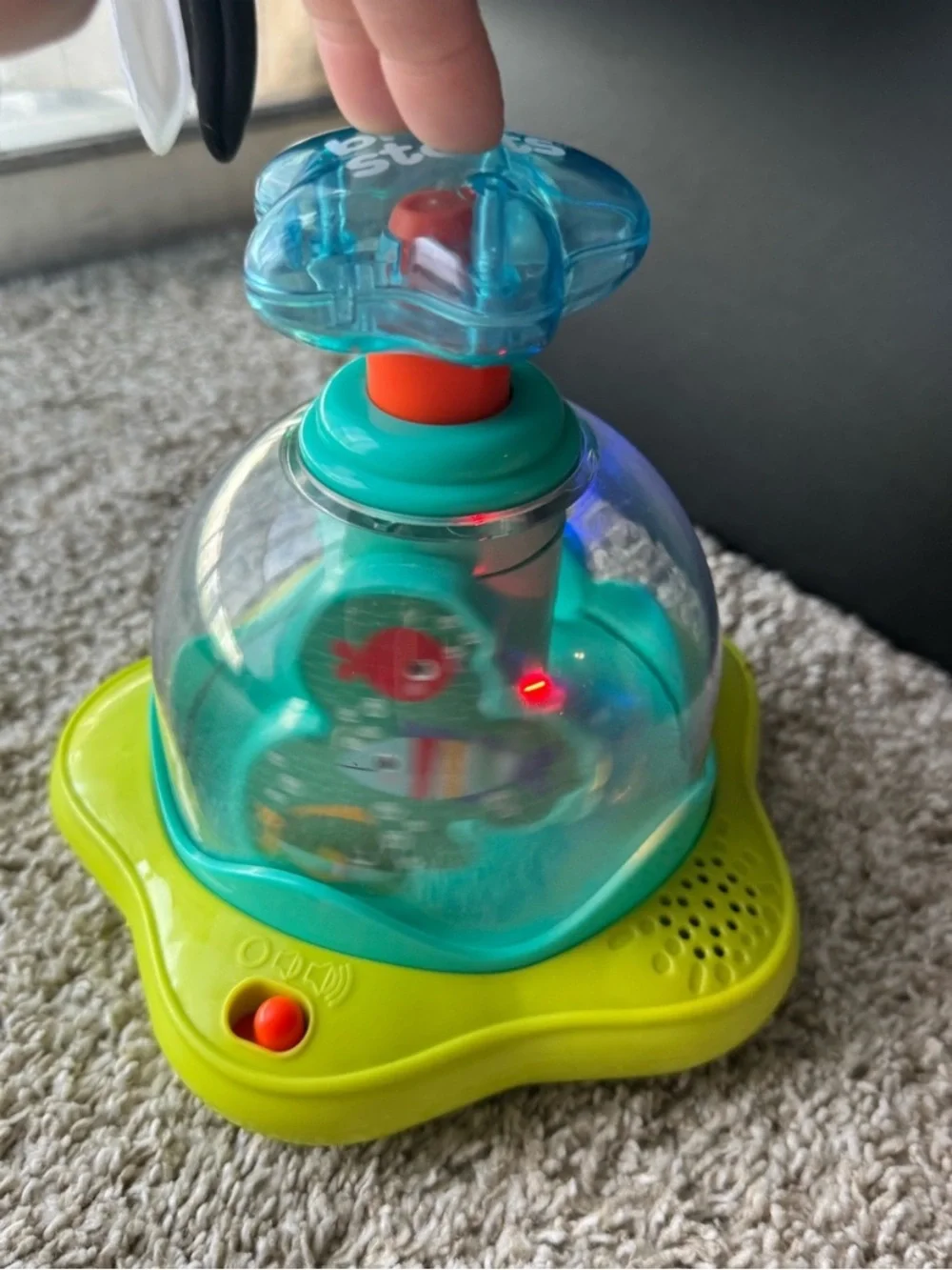 Teal & Lime Spin Popper Baby Toy